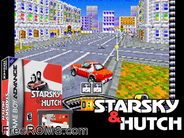 Starsky And Hutch Gameboy Advance game showing 3D box cover and gameplay screenshot